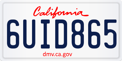 CA license plate 6UID865