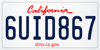 CA license plate 6UID867