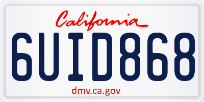 CA license plate 6UID868