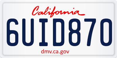 CA license plate 6UID870
