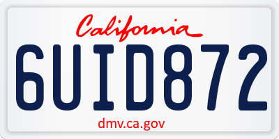 CA license plate 6UID872