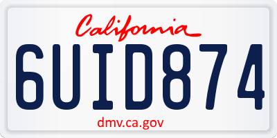 CA license plate 6UID874