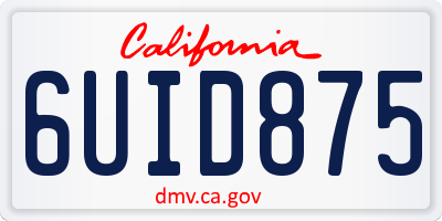 CA license plate 6UID875