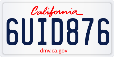 CA license plate 6UID876
