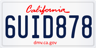 CA license plate 6UID878