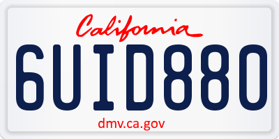 CA license plate 6UID880