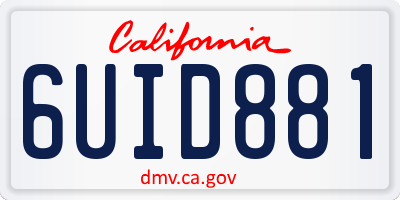 CA license plate 6UID881
