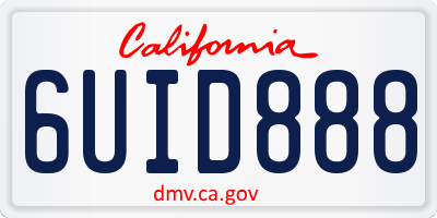 CA license plate 6UID888