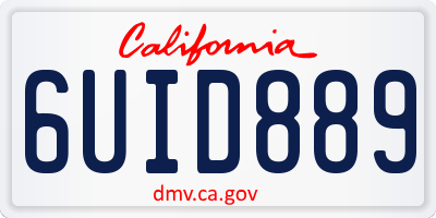 CA license plate 6UID889
