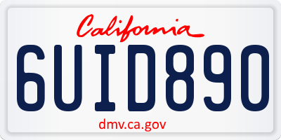 CA license plate 6UID890