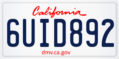 CA license plate 6UID892