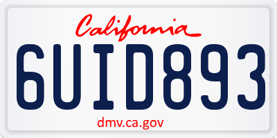 CA license plate 6UID893
