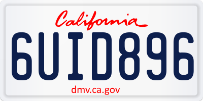 CA license plate 6UID896