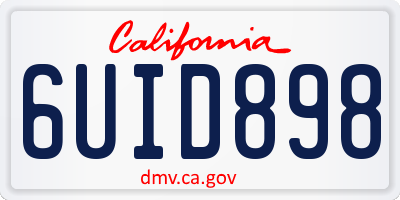 CA license plate 6UID898
