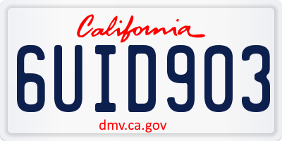 CA license plate 6UID903
