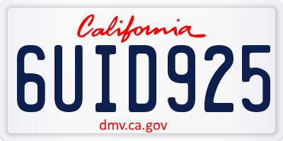 CA license plate 6UID925