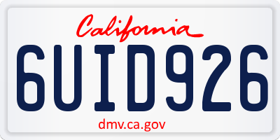 CA license plate 6UID926
