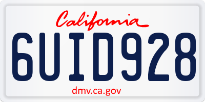 CA license plate 6UID928