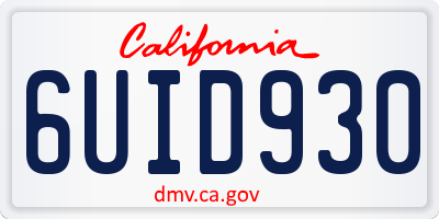 CA license plate 6UID930