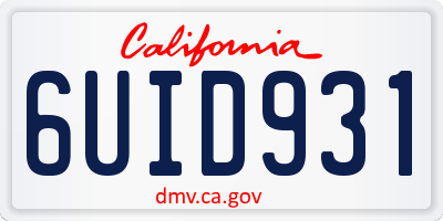 CA license plate 6UID931