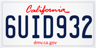 CA license plate 6UID932