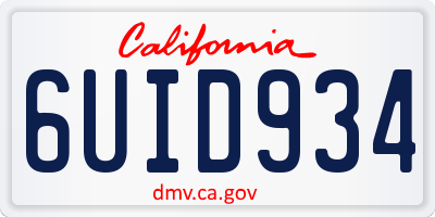 CA license plate 6UID934