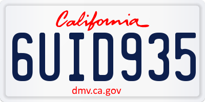 CA license plate 6UID935