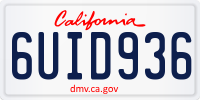 CA license plate 6UID936