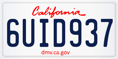 CA license plate 6UID937