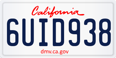 CA license plate 6UID938