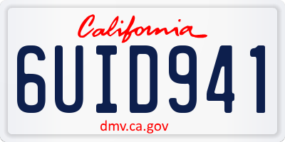 CA license plate 6UID941