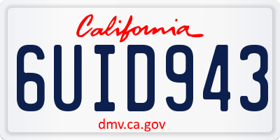 CA license plate 6UID943