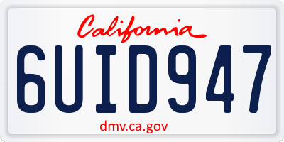 CA license plate 6UID947