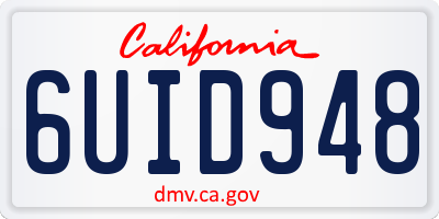 CA license plate 6UID948