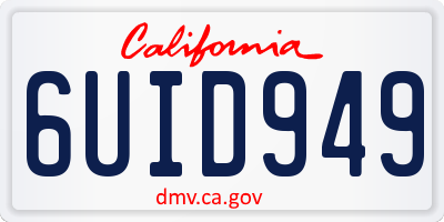 CA license plate 6UID949