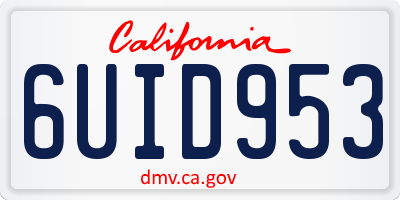 CA license plate 6UID953