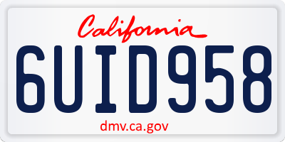 CA license plate 6UID958