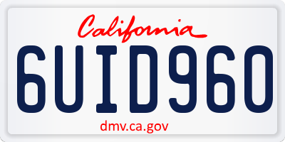 CA license plate 6UID960