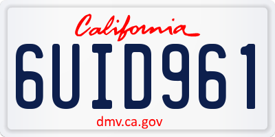 CA license plate 6UID961