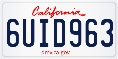 CA license plate 6UID963
