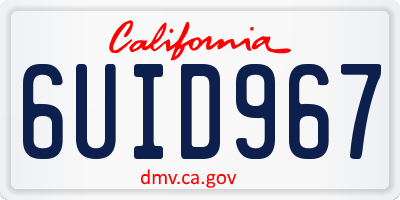 CA license plate 6UID967