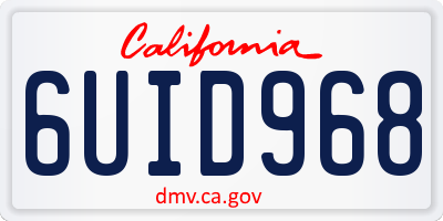CA license plate 6UID968