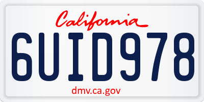 CA license plate 6UID978
