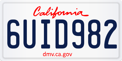 CA license plate 6UID982