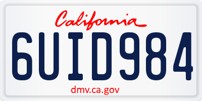 CA license plate 6UID984