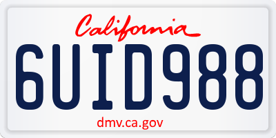 CA license plate 6UID988