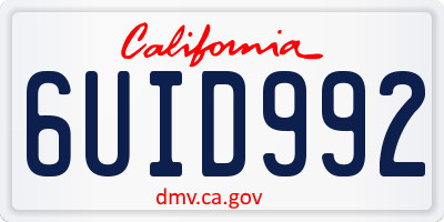 CA license plate 6UID992