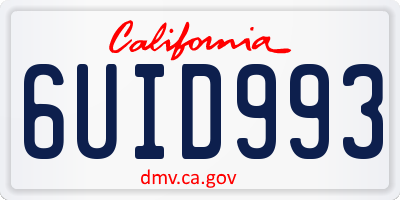 CA license plate 6UID993