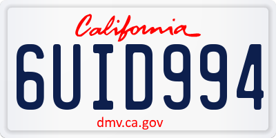 CA license plate 6UID994
