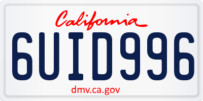 CA license plate 6UID996